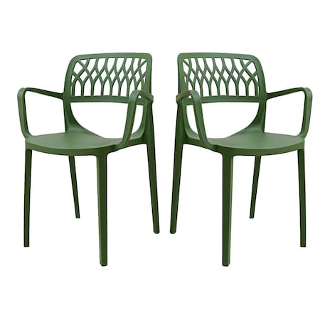 Rainbow Outdoor Elsa Set of 2 Stackable Armchair-Green RBO-ELSA-GRE-AC-SET2